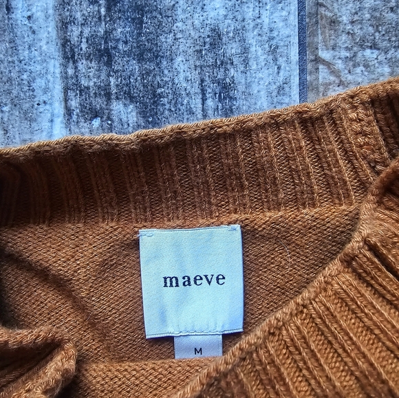 Maeve by Anthropologie Honey Ribbed Mock Neck Sweater Balloon Sleeves EUC Medium - Picture 6 of 11